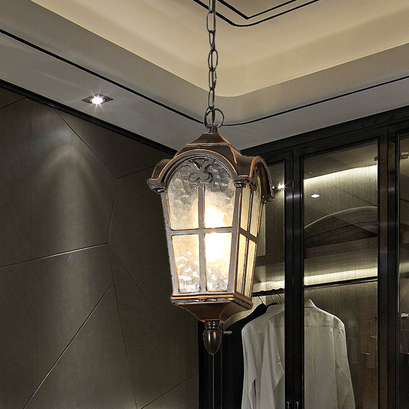 Black Finish 1 Head Pendant Lighting Countryside Water Glass Lantern Ceiling Suspension Lamp for Passage