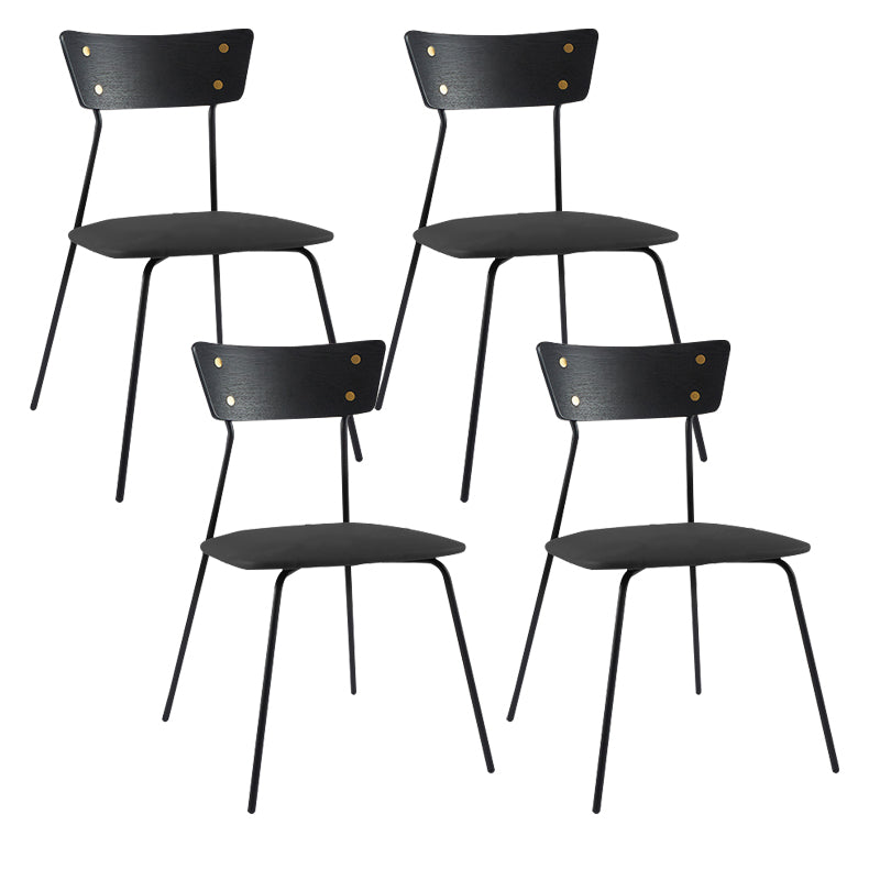 Industrial Upholstered Armless Chair Open Back Side Leather Chair with Metal Base