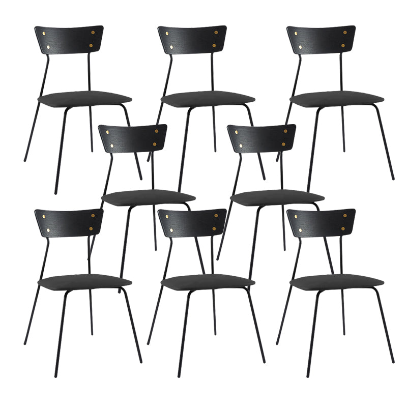 Industrial Upholstered Armless Chair Open Back Side Leather Chair with Metal Base