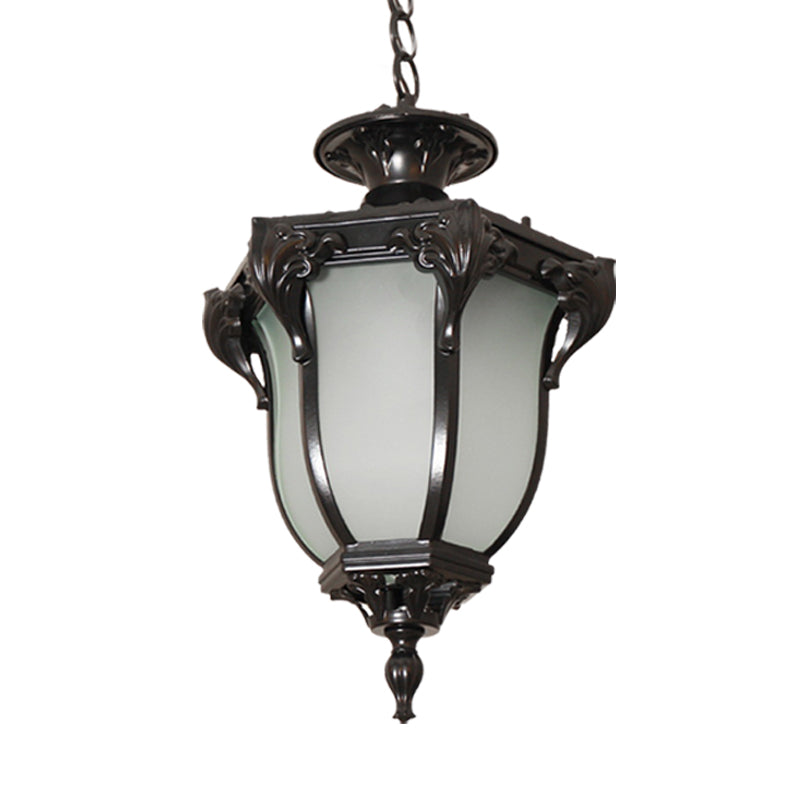 1 Light Light Hanging Lighting Lodges Black/Brass Flass White Glass Affermazione a sospensione a sospensione a sospensione