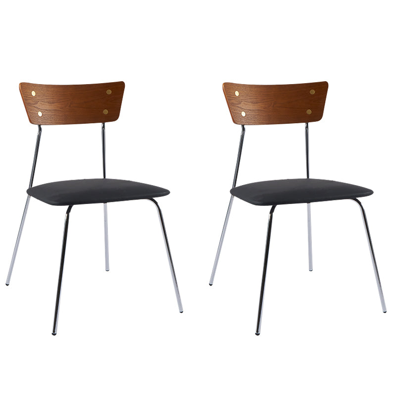 Industrial Upholstered Armless Chair Open Back Side Leather Chair with Metal Base