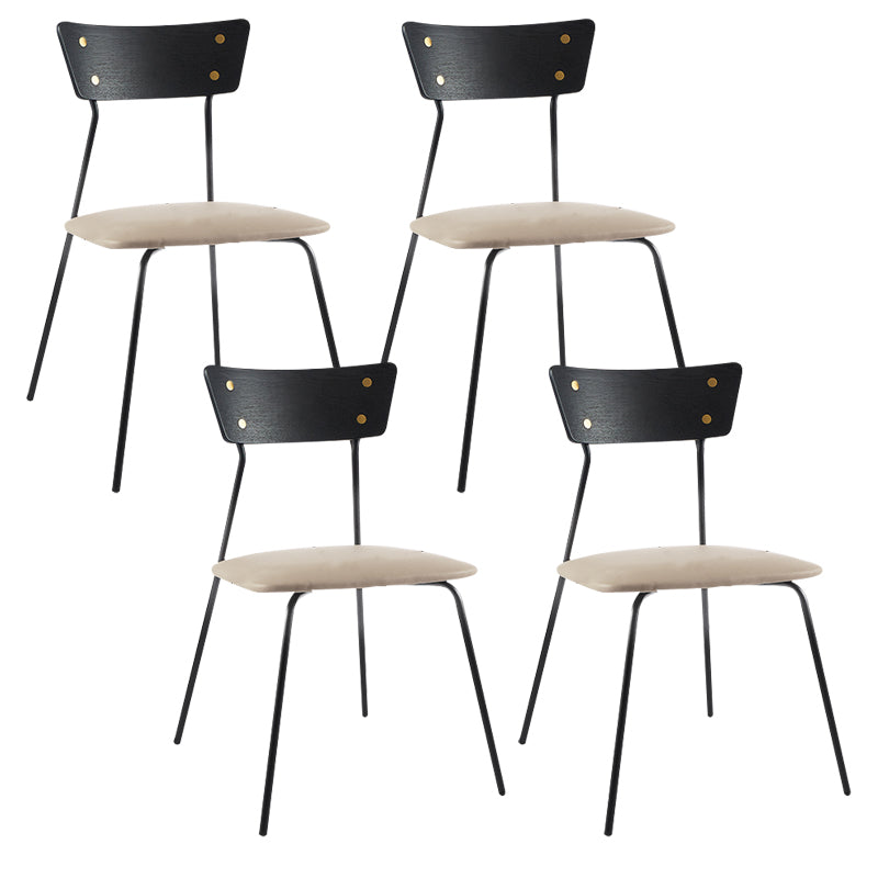 Industrial Upholstered Armless Chair Open Back Side Leather Chair with Metal Base