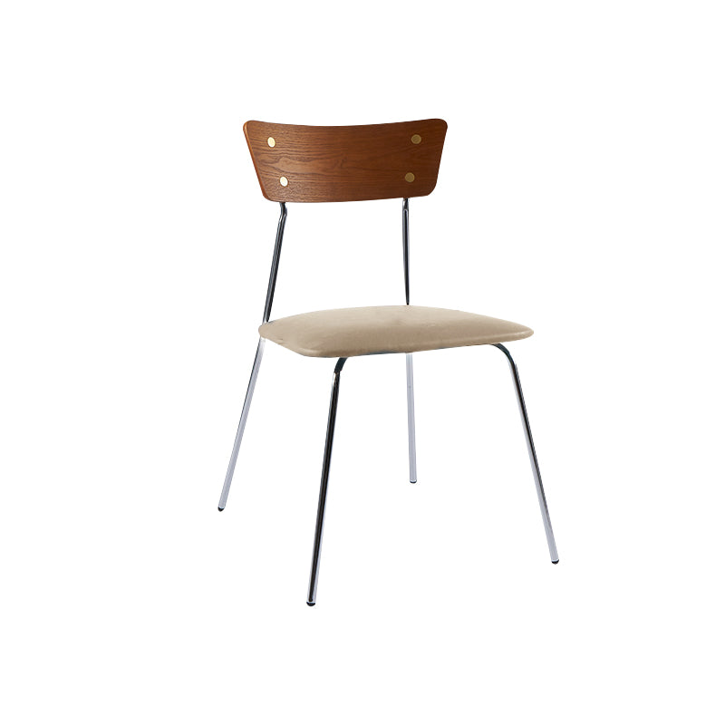 Industrial Upholstered Armless Chair Open Back Side Leather Chair with Metal Base