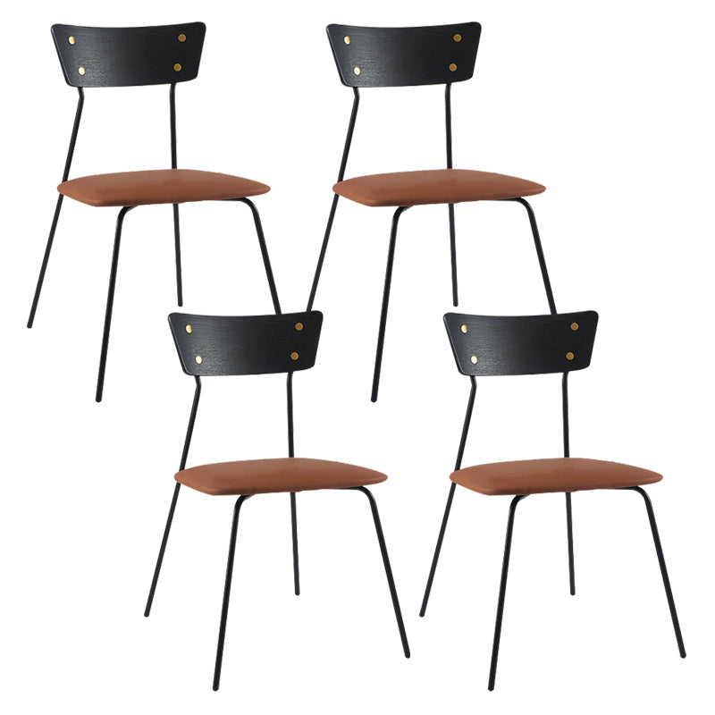 Industrial Upholstered Armless Chair Open Back Side Leather Chair with Metal Base