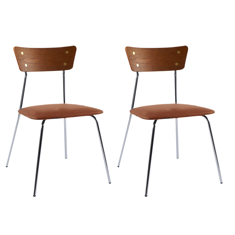 Industrial Upholstered Armless Chair Open Back Side Leather Chair with Metal Base