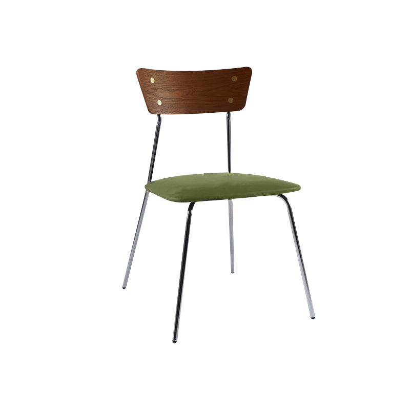 Industrial Upholstered Armless Chair Open Back Side Leather Chair with Metal Base