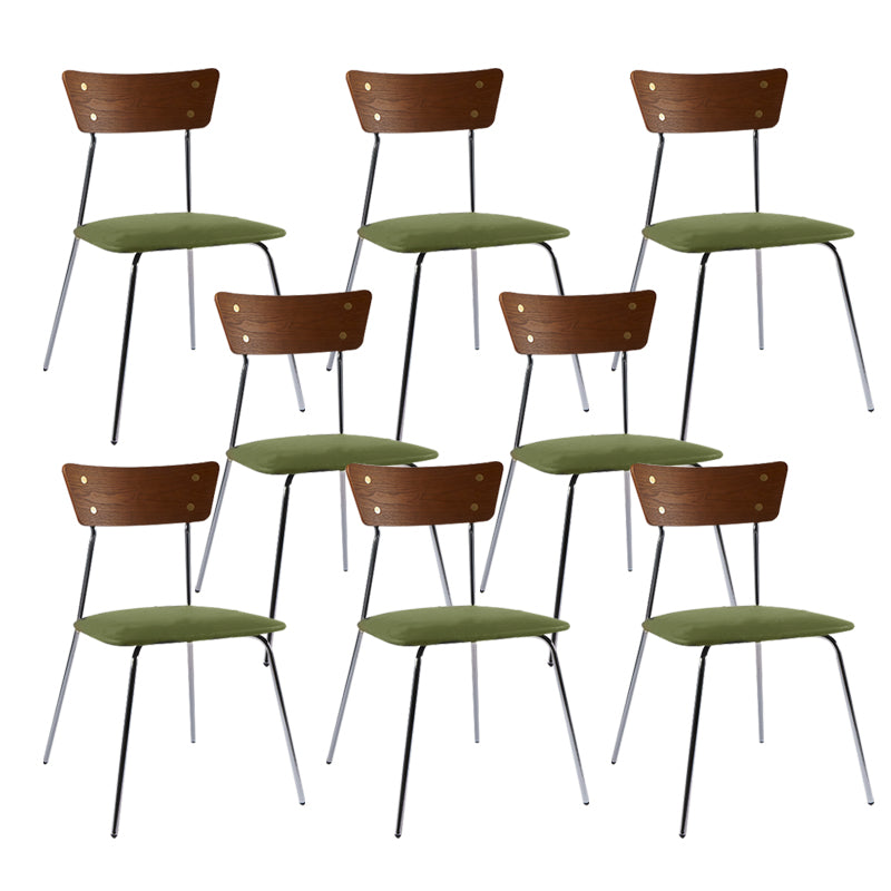 Industrial Upholstered Armless Chair Open Back Side Leather Chair with Metal Base