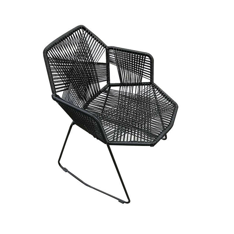 Modern Cross Back Side Chair Plastic Arm Chair with Metal Base for Dining Room