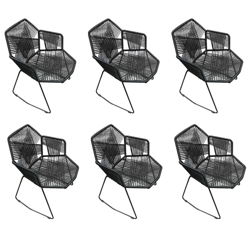 Modern Cross Back Side Chair Plastic Arm Chair with Metal Base for Dining Room