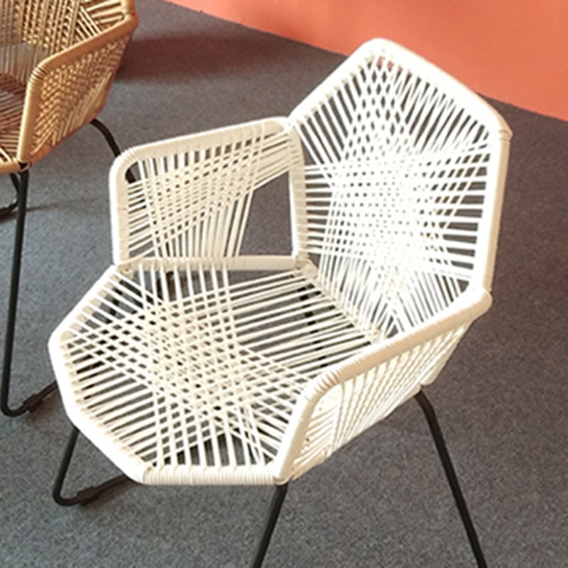 Modern Cross Back Side Chair Plastic Arm Chair with Metal Base for Dining Room