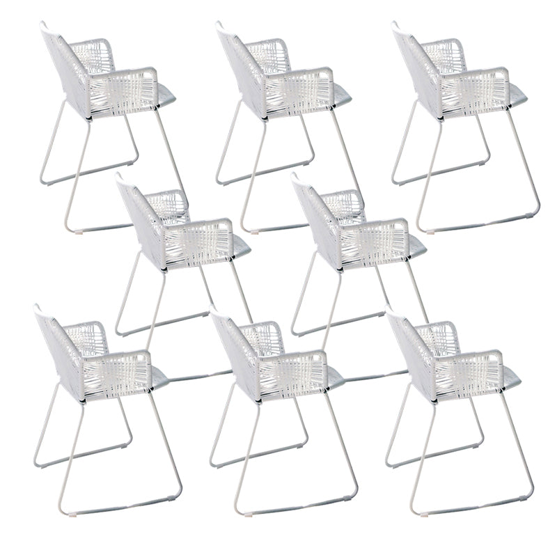 Modern Cross Back Side Chair Plastic Arm Chair with Metal Base for Dining Room