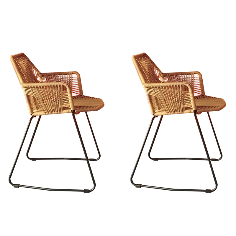 Modern Cross Back Side Chair Plastic Arm Chair with Metal Base for Dining Room