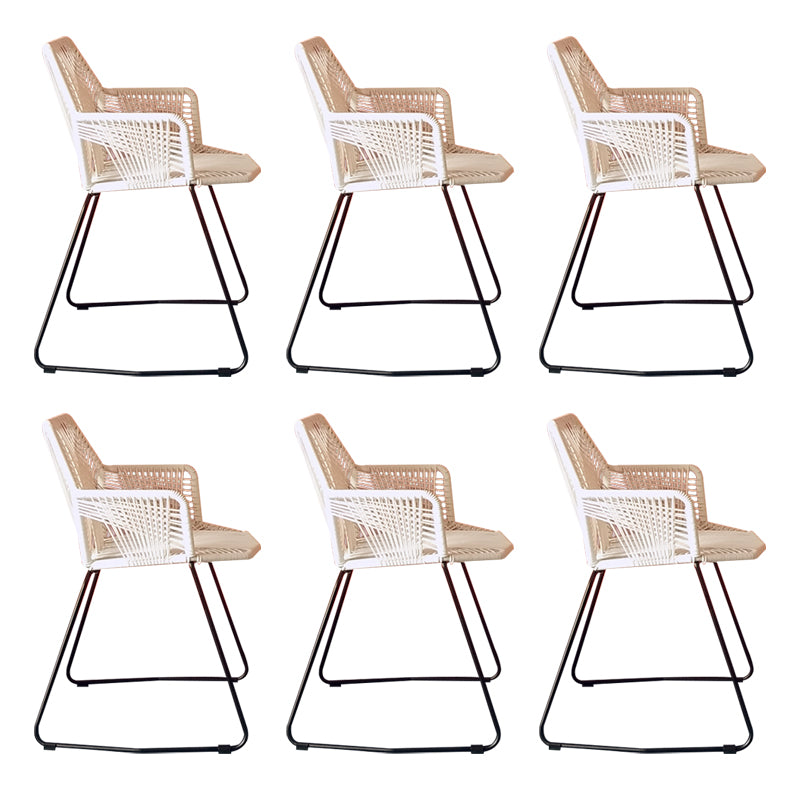 Modern Cross Back Side Chair Plastic Arm Chair with Metal Base for Dining Room