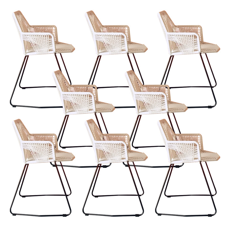 Modern Cross Back Side Chair Plastic Arm Chair with Metal Base for Dining Room