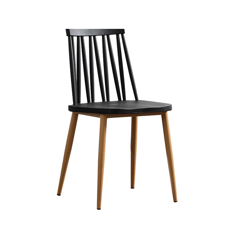 Modern Style Chair Plastic Armless Dining Chair with Metal Base