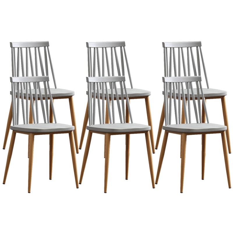 Modern Style Chair Plastic Armless Dining Chair with Metal Base