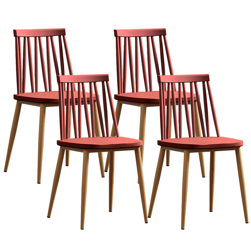 Modern Style Chair Plastic Armless Dining Chair with Metal Base