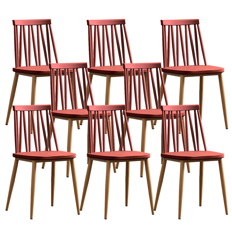 Modern Style Chair Plastic Armless Dining Chair with Metal Base