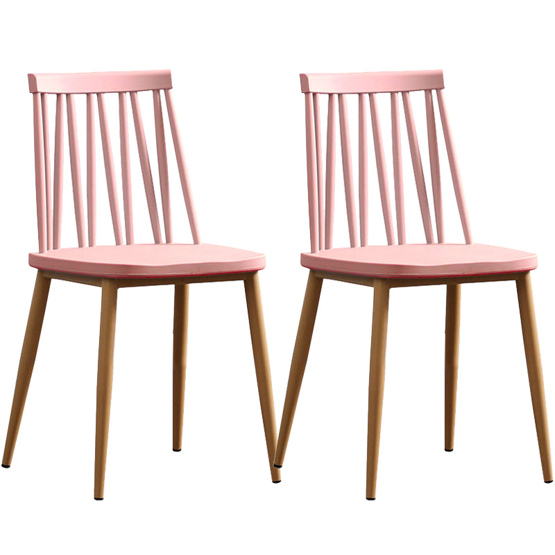 Modern Style Chair Plastic Armless Dining Chair with Metal Base