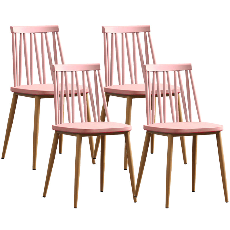 Modern Style Chair Plastic Armless Dining Chair with Metal Base