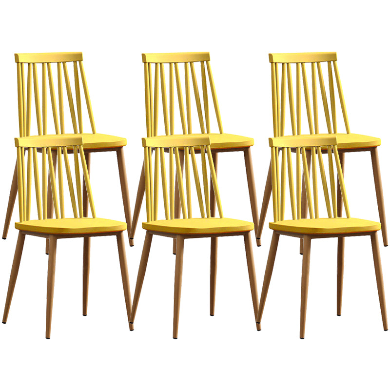 Modern Style Chair Plastic Armless Dining Chair with Metal Base