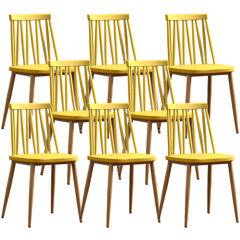 Modern Style Chair Plastic Armless Dining Chair with Metal Base