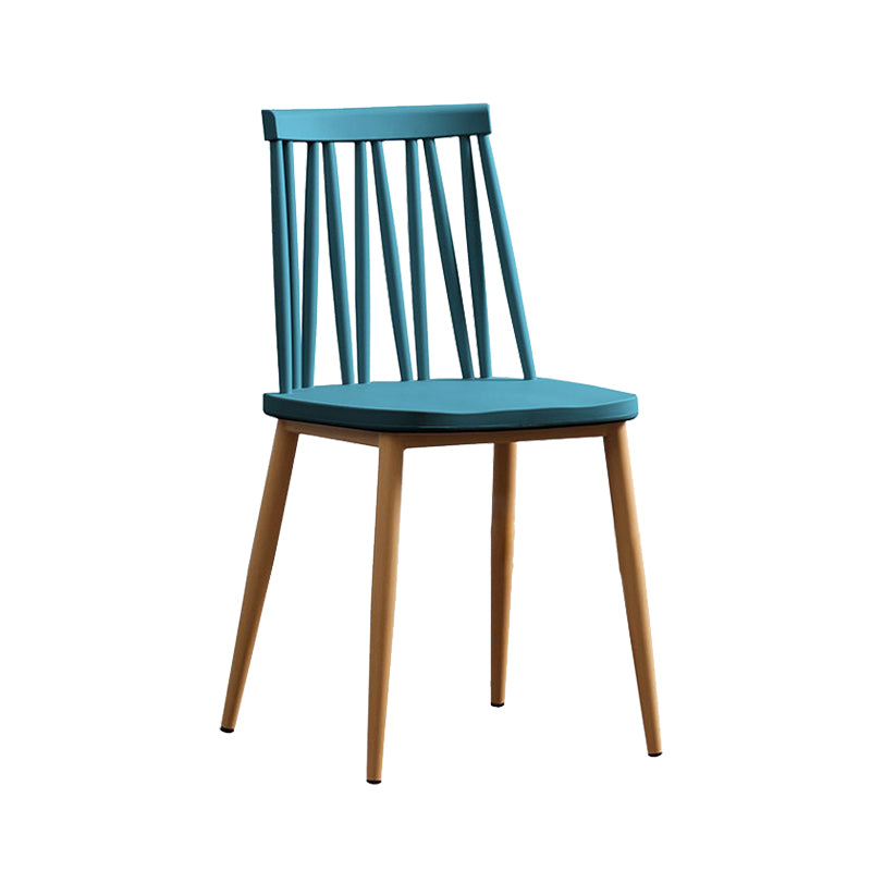 Modern Style Chair Plastic Armless Dining Chair with Metal Base