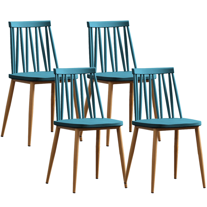 Modern Style Chair Plastic Armless Dining Chair with Metal Base