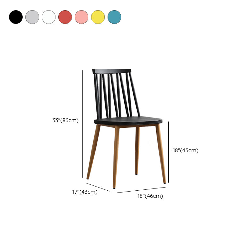Modern Style Chair Plastic Armless Dining Chair with Metal Base