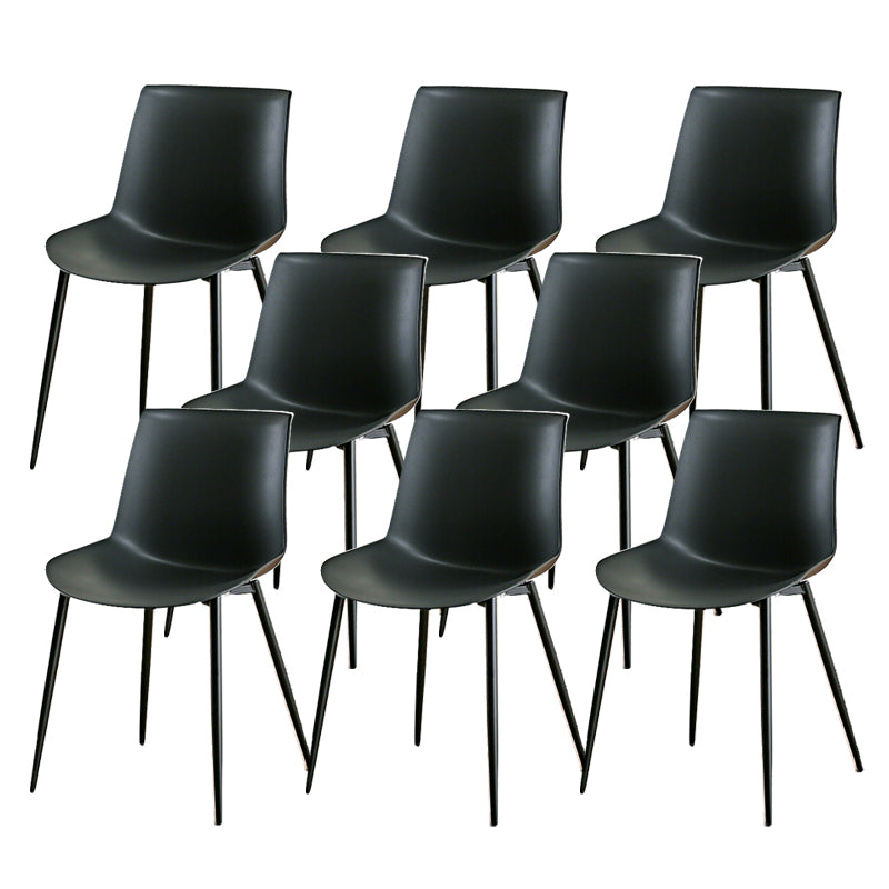 Nordic Solid Back Side Chair Plastic Indoor Arm Chair with Metal Base for Restaurant