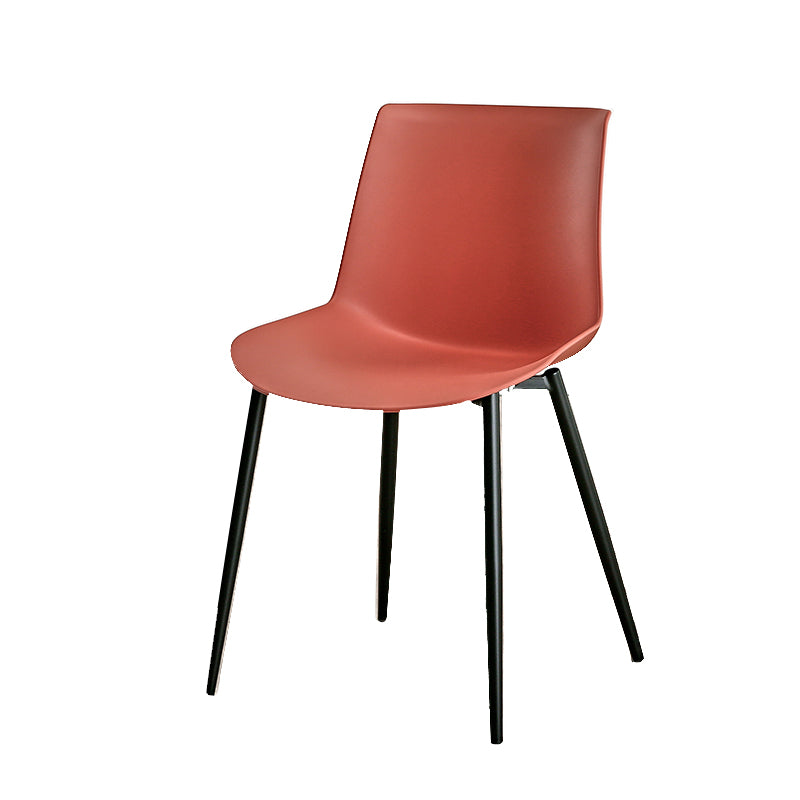 Nordic Solid Back Side Chair Plastic Indoor Arm Chair with Metal Base for Restaurant