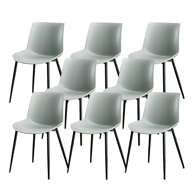Nordic Solid Back Side Chair Plastic Indoor Arm Chair with Metal Base for Restaurant