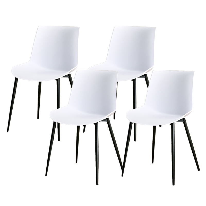 Nordic Solid Back Side Chair Plastic Indoor Arm Chair with Metal Base for Restaurant
