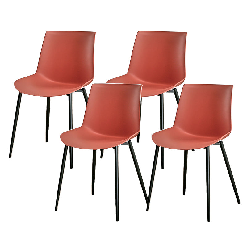 Nordic Solid Back Side Chair Plastic Indoor Arm Chair with Metal Base for Restaurant