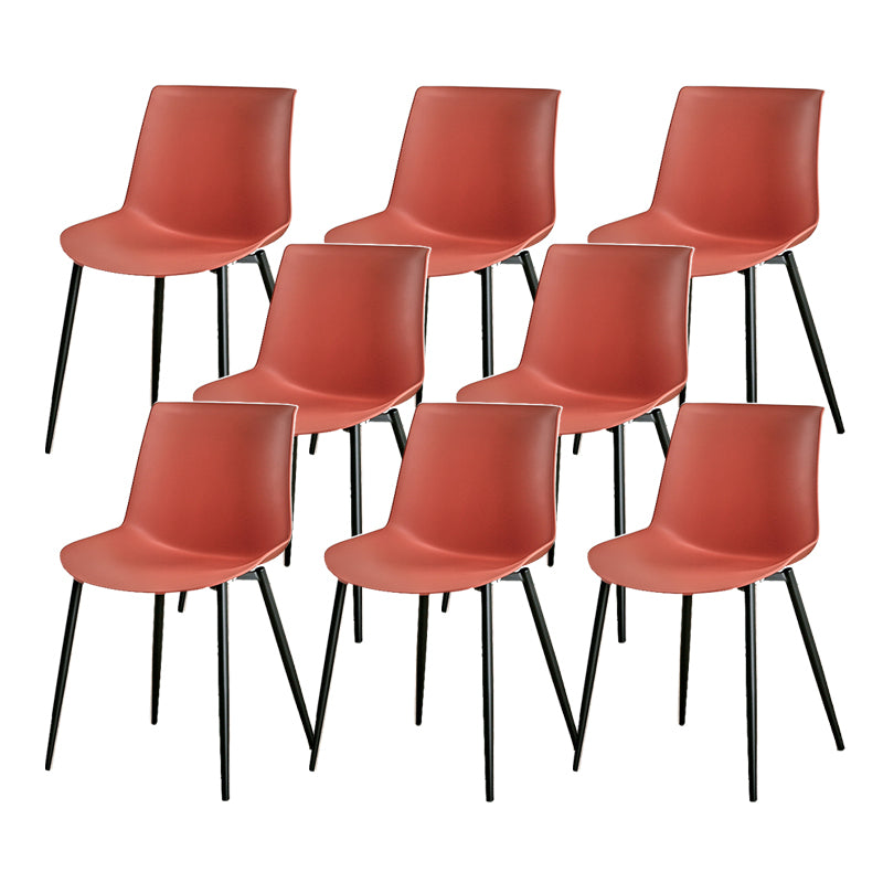 Nordic Solid Back Side Chair Plastic Indoor Arm Chair with Metal Base for Restaurant