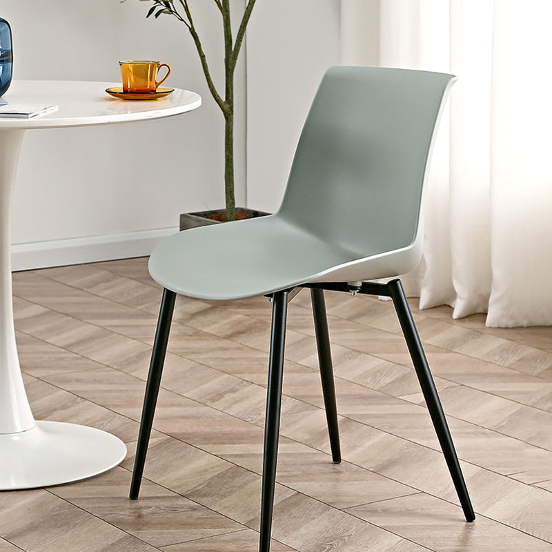 Nordic Solid Back Side Chair Plastic Indoor Arm Chair with Metal Base for Restaurant
