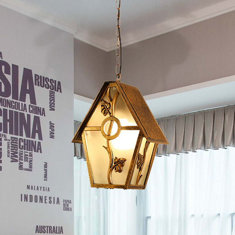 Aluminium Messing Hanging Light Kit House Form 1-Bulb Land Deckenhängung Lampe mit klarem/gefrostetem/geripptem Glasschatten