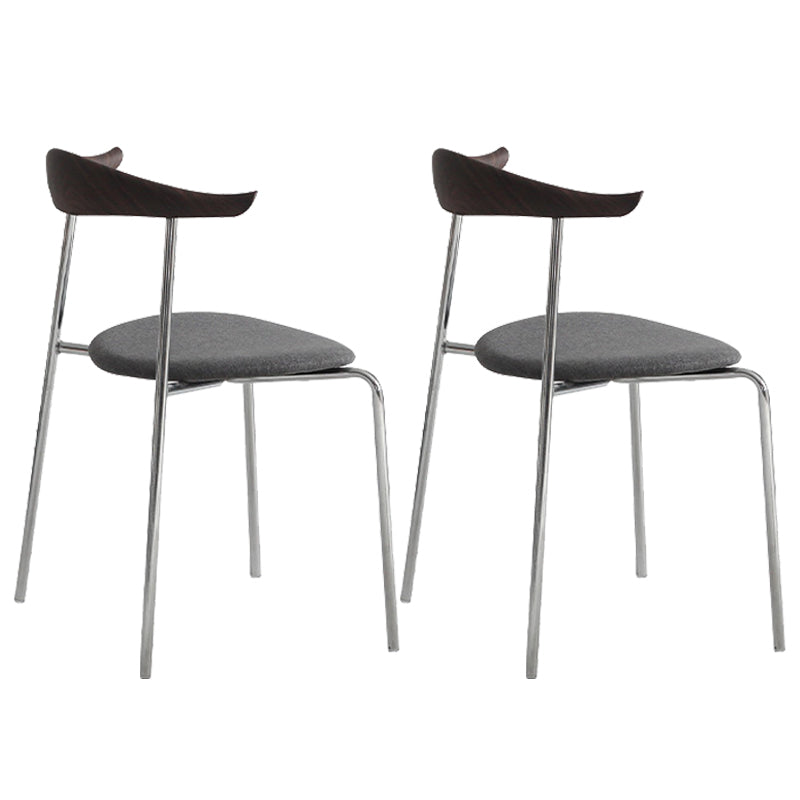 Modern Style Upholstered Armless Chair Leather Dining Chair with Metal Base