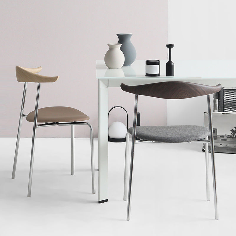 Modern Style Upholstered Armless Chair Leather Dining Chair with Metal Base