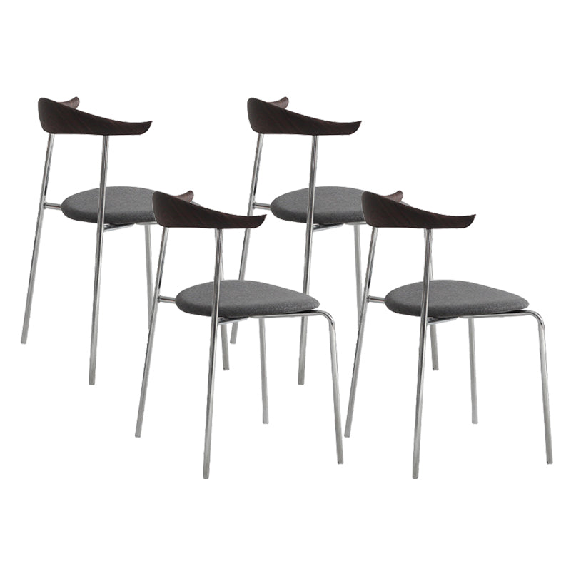 Modern Style Upholstered Armless Chair Leather Dining Chair with Metal Base