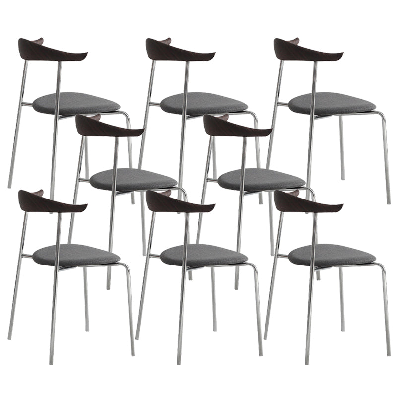 Modern Style Upholstered Armless Chair Leather Dining Chair with Metal Base