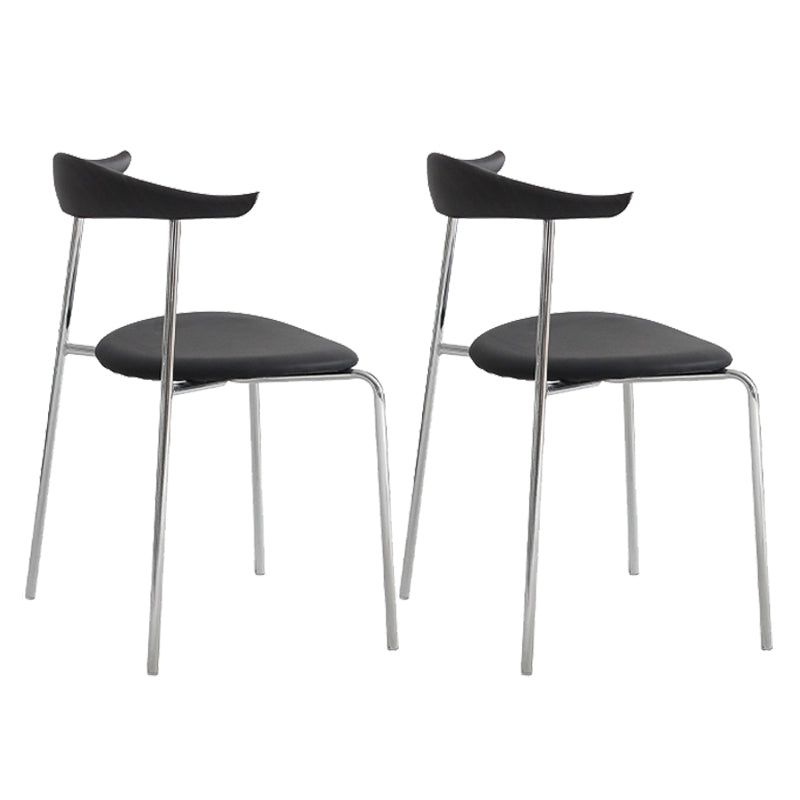 Modern Style Upholstered Armless Chair Leather Dining Chair with Metal Base