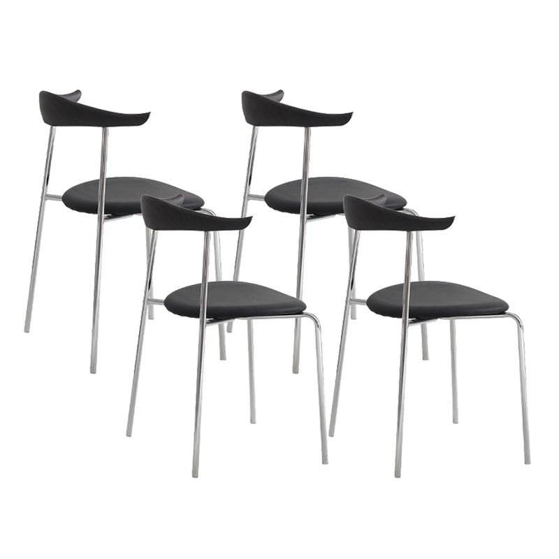 Modern Style Upholstered Armless Chair Leather Dining Chair with Metal Base