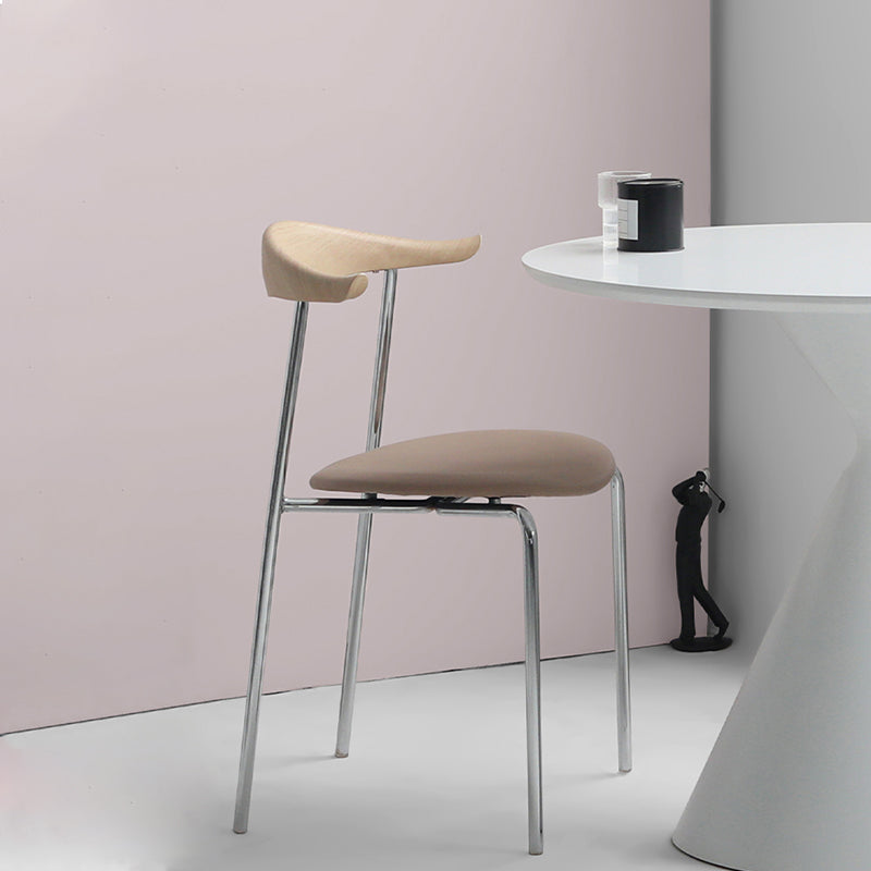 Modern Style Upholstered Armless Chair Leather Dining Chair with Metal Base