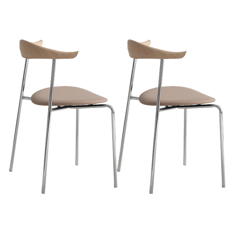 Modern Style Upholstered Armless Chair Leather Dining Chair with Metal Base