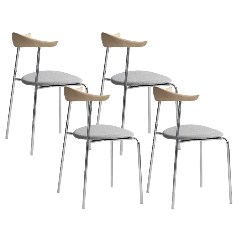 Modern Style Upholstered Armless Chair Leather Dining Chair with Metal Base