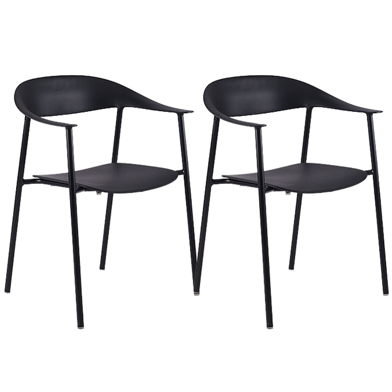 Modern Open Back Side Chair Plastic Arm Indoor Chair with Metal Base