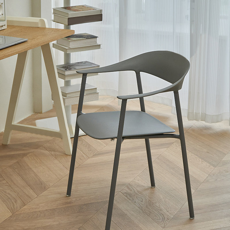 Modern Open Back Side Chair Plastic Arm Indoor Chair with Metal Base