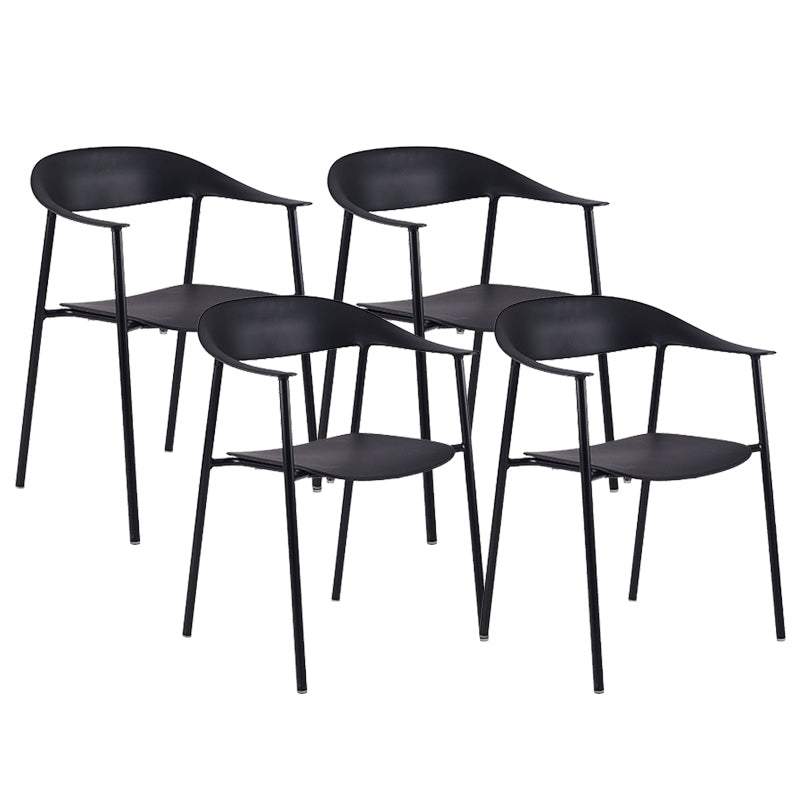 Modern Open Back Side Chair Plastic Arm Indoor Chair with Metal Base