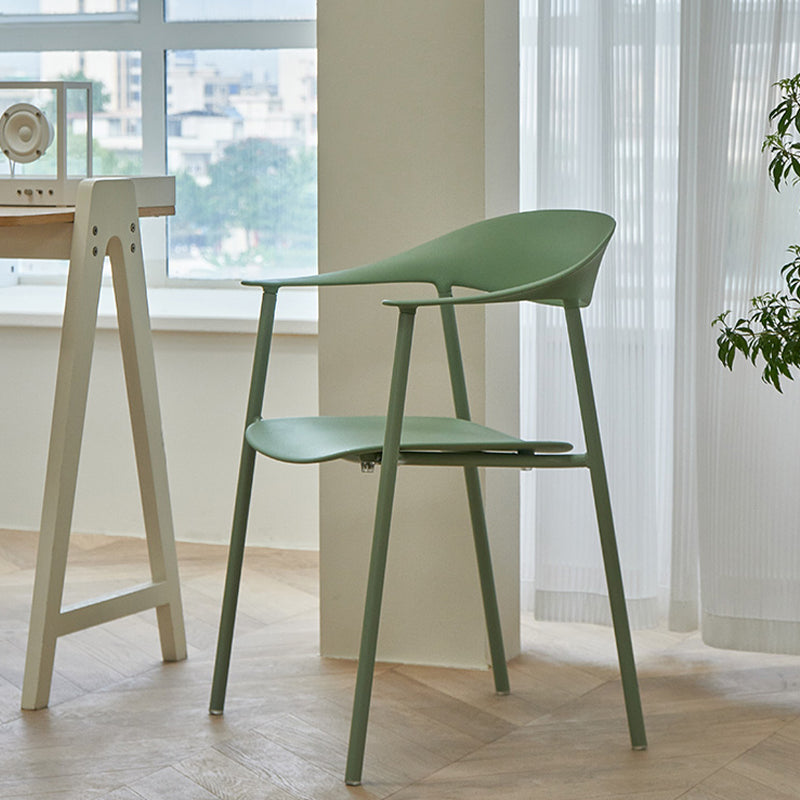 Modern Open Back Side Chair Plastic Arm Indoor Chair with Metal Base